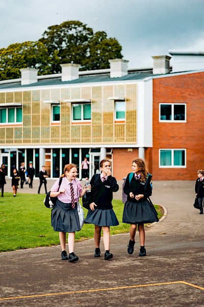 Three school girls at Blandford school